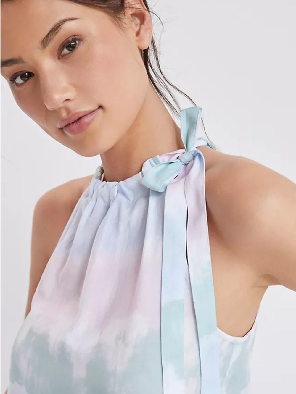 Anthropologie Pastel “Cloth & Stone” Tie-Dye Halter in Pink & Aqua